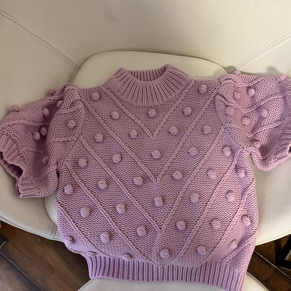 English Factory pom pom short sleeve turtle neck sweater